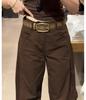 Women's Army Green High-Waisted Wide-Leg Cargo Pants - Petite, Loose-Fit, Slimming, Casual Spring 2026 Style