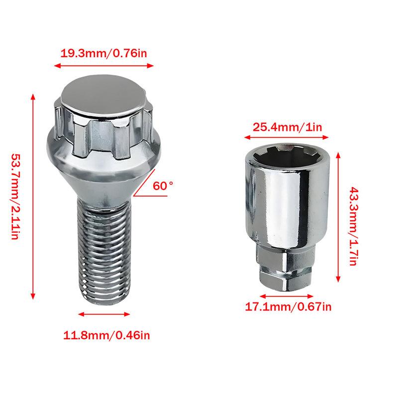 Locking Wheel Bolts M12 x 1.5 Nuts Chrome Alloy Wheel Lug Stud Taper Seat For BMW MINI Vauxhall Corsa Nissan