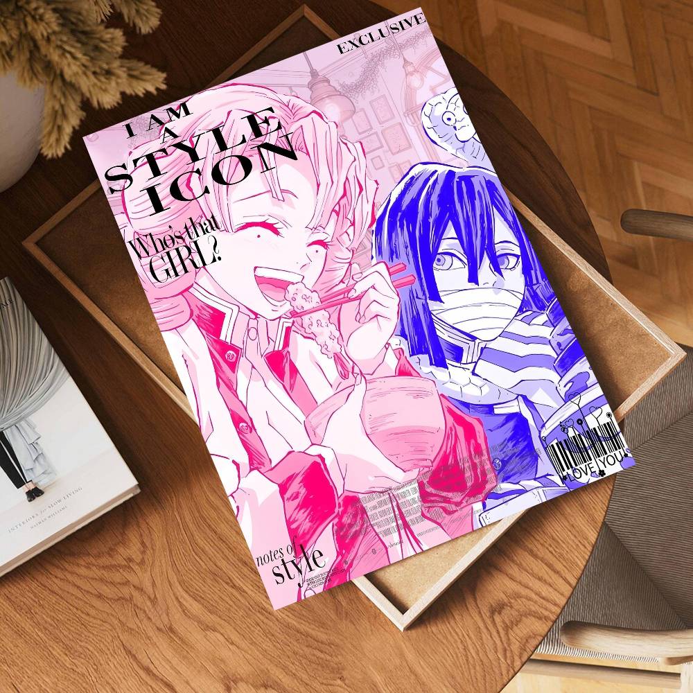 Anime Romance M-Mitsuri And O-Obanai Whitepaper Poster Waterproof Paper Sticker Coffee House Bar Aesthetic Art Wall Painting