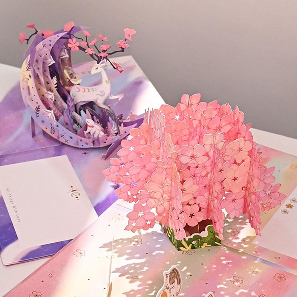 New Romantic Style 3D Pop-up Greeting Card For Birthday Christmas Postcard Party Wedding Decoration Colorful Creative Kids Gifts