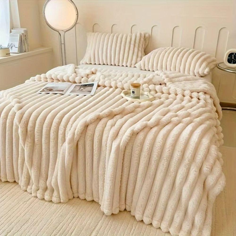 Plush Nap Blanket 200x150cm Bed Sheet Cover Blanket Simple Faux Rabbit Fur Blanket Living Room