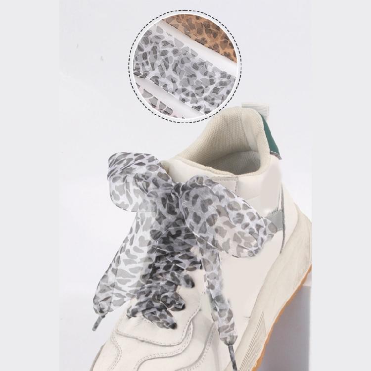1 Pair Leopard Print Sheer Gauze Shoe Laces for Women Casual Shoes Sneakers 4CM Width Decorative Shoelaces Shoestrings