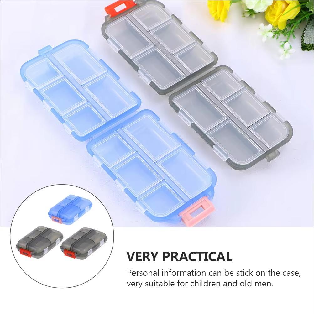 10 Grid Travel Pill Organizer Box Portable Folding Small Pill Case Daily Pill Container Pill Box Dispenser Plastic Container Box
