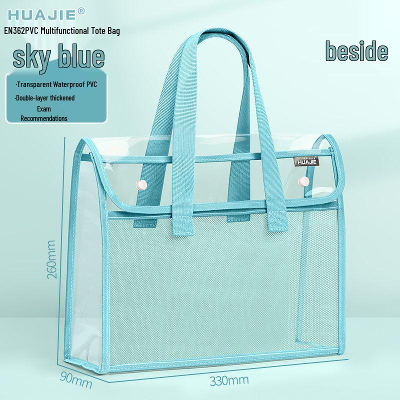 Double-Layer Transparent Tote: Book Carrier & File Storage for Exams and Homework