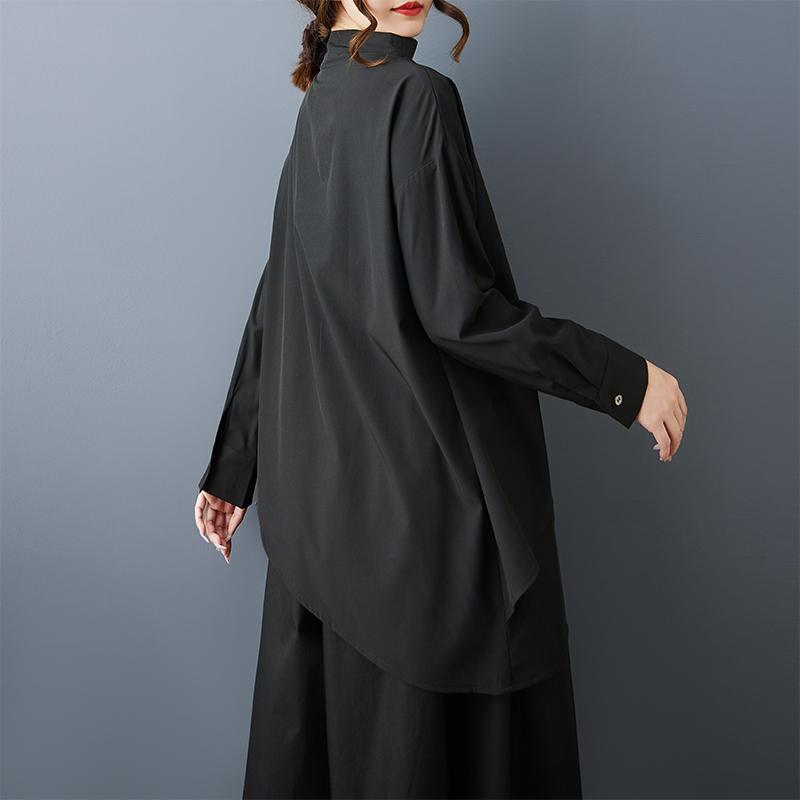 Long Sleeve Oversized Black Shirts & Blouses for Blouse Casual Loose Spring Autumn Tops Women Button Up Shirt