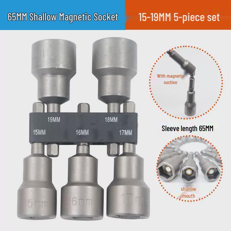 Hexagonal Handle Electric Screwdriver Set, 6.35mm Socket, Metric & Imperial, 9/14 Piece.