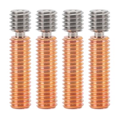 4pcs 3D Printer All Metal Heatbreak Professional Copper Alloy Extruder Throat Tube Replacement for