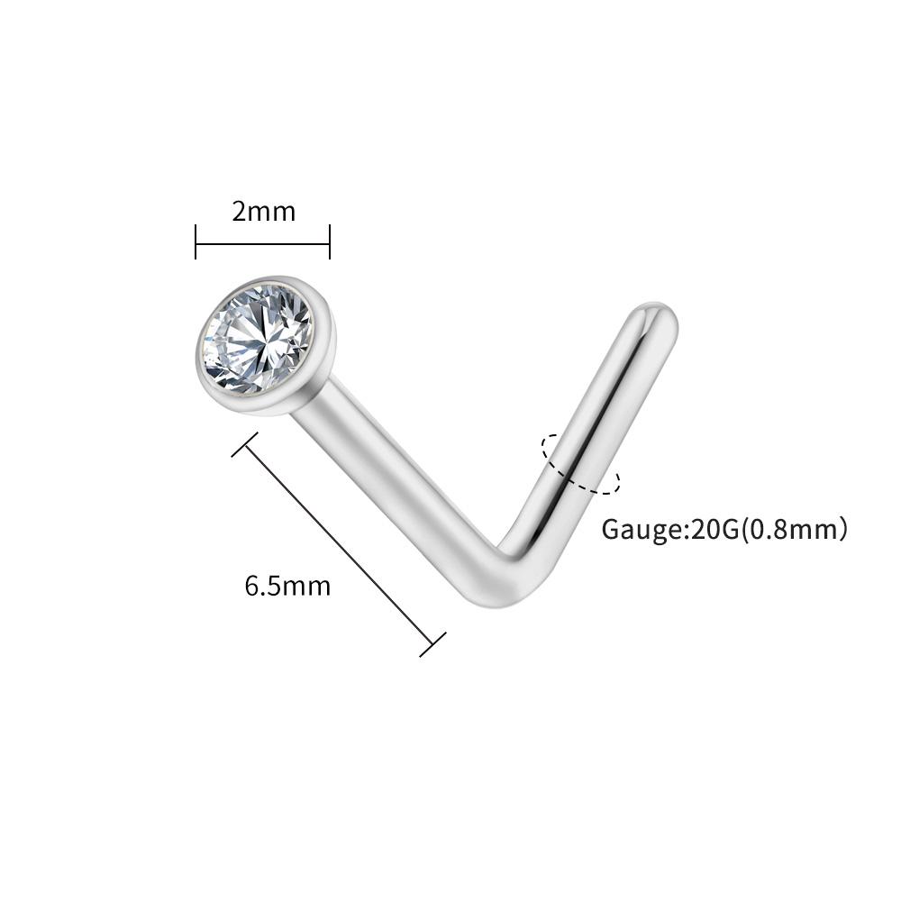 

Right Grand ASTM F136 Titanium 20G L-Shaped Nose Nostril Stud Piercing Jewerly CZ/Ball/Heart/Star Nose Screw Stud Ring for Women