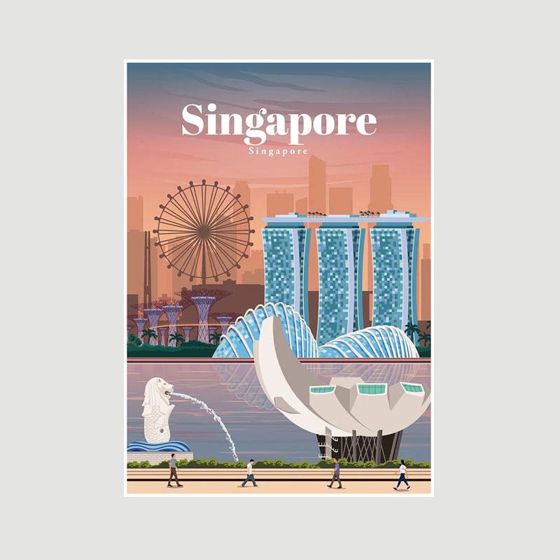 White Paper Cartoon City Landscape Poster Mural London Paris Travel Cities Prints Bedroom Decoration Painting Funny Abstract Wall Art Decor