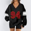 Women's Loose And Comfortable Letter V-neck Sportswear Long-sleeved Sweatshirt Daily Matching Clothes