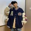 Letter Patch Baseball Jacket Casual Loose Varsity Coat