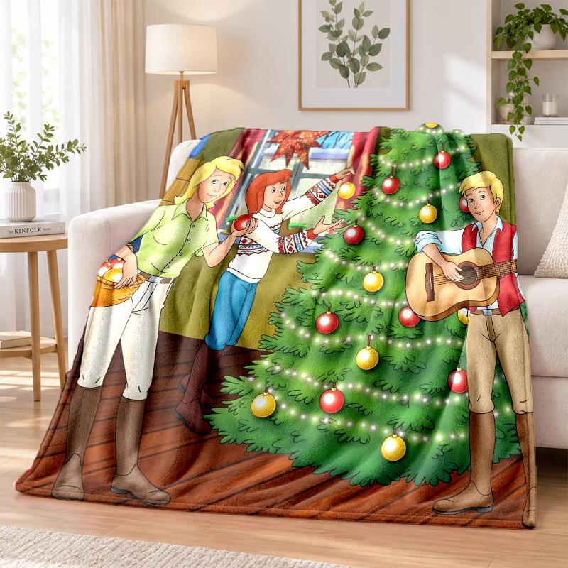 Bibi & Tina Flannel Throw Blanket Soft Warm Cozy For Sofa Bed Indoor Home Bedroom Use