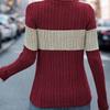 2025 Autumn and Winter New Products Round Neck Loose Casual Color Matching Thin Sweater, Temperament All-match Elegant Ladies Long-sleeved Top 5019