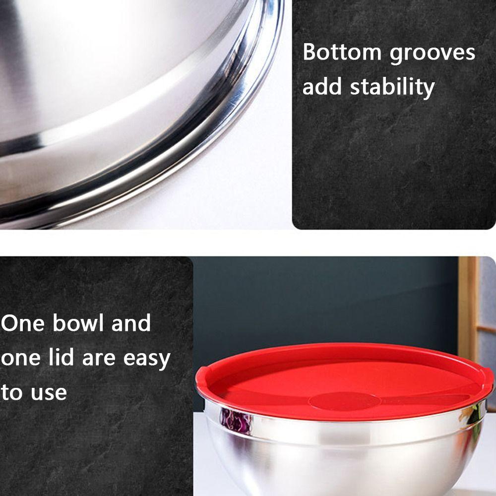 Prepping Mixing Bowls with Lids Stainless Steel Egg Whisking Pan Salad Bowl Set  Cooking Baking