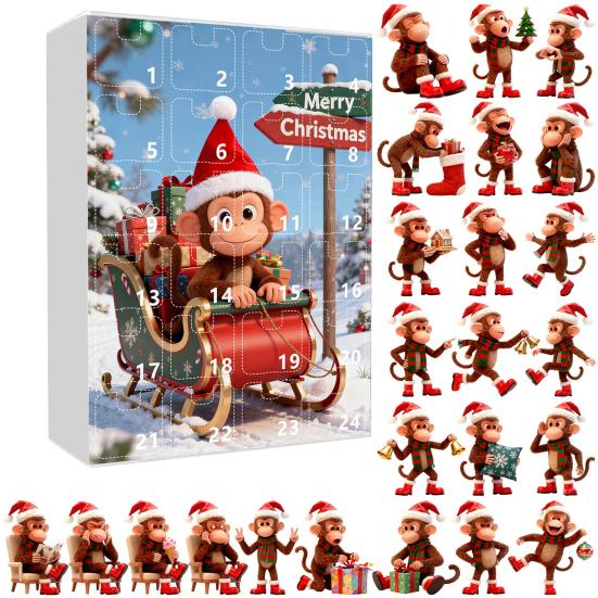 Advent Calendar Resist Monkey Wearing Christmas Hat Design 24-Day Countdown Festive Family Activity Calendar