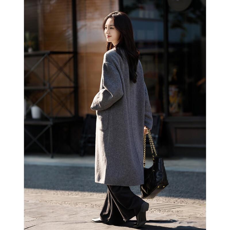 Demana Women's 100% Merino Wool Double-Faced Long Coat