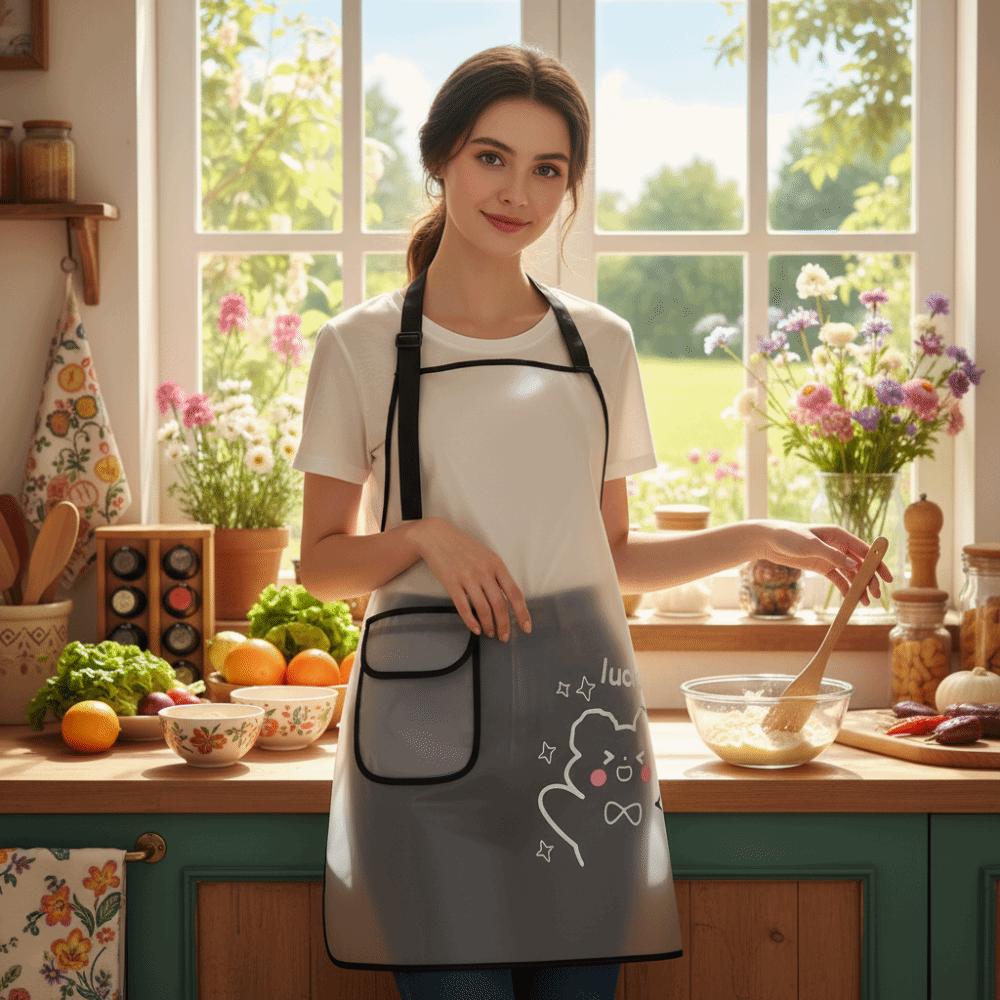 2PCS/SET with Pockets Kitchen Apron Sleeveless Design Oil Proof Apron Workwear Apron  Dining Work