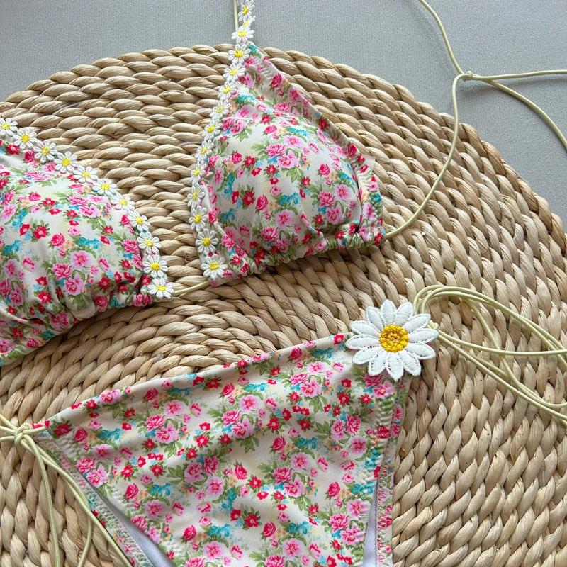 Flower Printed Floral Two-pieces Bikini set Bikini Female Swimsuit Women Swimwear Scrunch Butt Bathing Suit Bather 2026