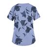 Plus Size Printed Scrub Working Uniform Tops For Women's V-Neck Short Sleeve Fun T-Shirts Workwear Tee With Pockets