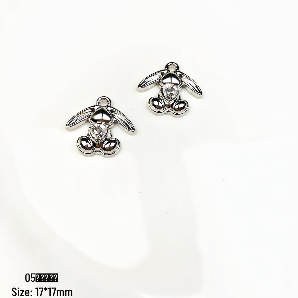 Y2K Heart & Butterfly Alloy Pendant Charm Necklace with Flowers & Rabbit - DIY Beading Accessory