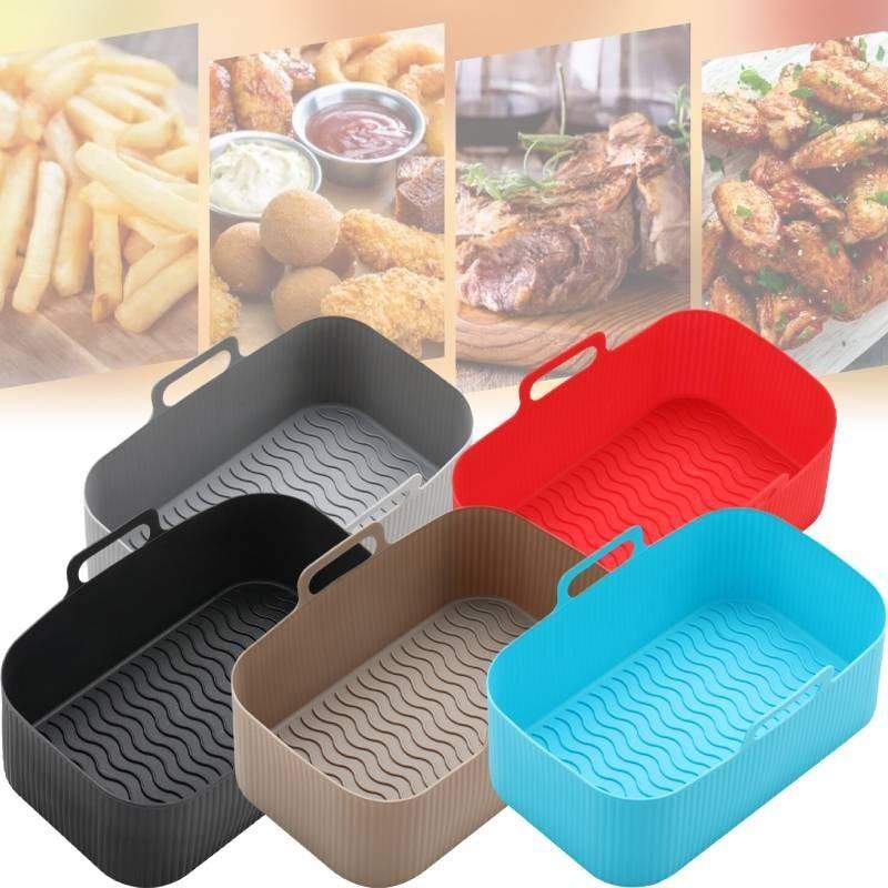 Air Silicone Fryer Pot Rectangle Baking Tray Basket Non Stick Kitchen Tools