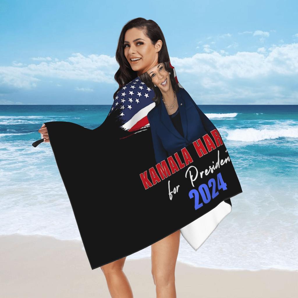 Kamala Harris For President Beach Towel Soft Microfiber Quick Dry Absorbent Quick Towels For Pool