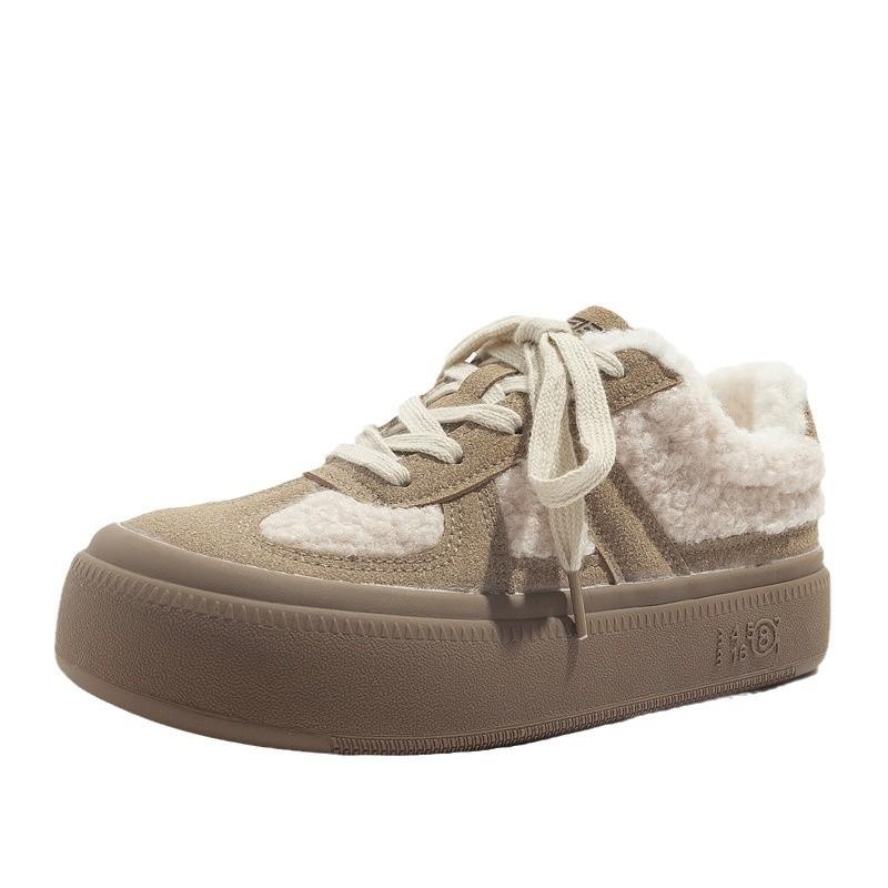 Cold sticky shoes lamb wool cotton shoes spell niche velvet warm board shoes winter new daily training shoes