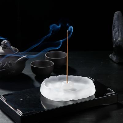 Mini Jade Incense Burner Incense Holder with Glass Incense Plate Ash Catcher Buddhism Supplies Home Decor
