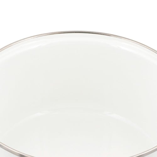 Bestco Enamel Casserole Pot, 22cm, with Glass Lid, Induction and Gas Compatible, White, NQ-0254, Bran