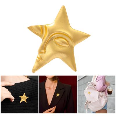 Vintage Scarf Decoration Brooch Unisex Gold Plated Five Pointed Star Lapel Pin Jewelry Gift for Christmas Halloween