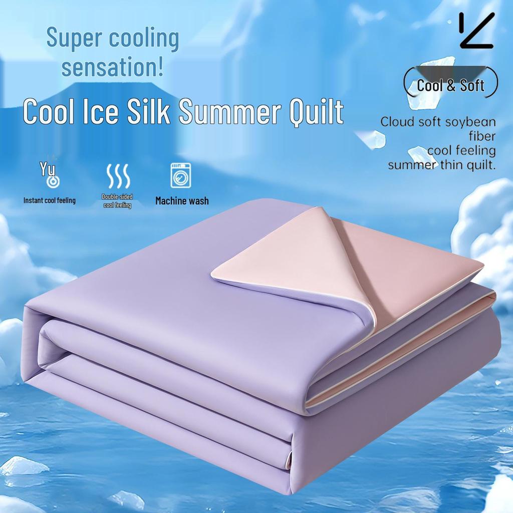 Summer Ice Silk Cooling Quilt - Lightweight, Machine Washable Blanket for Dorms and Bedrooms