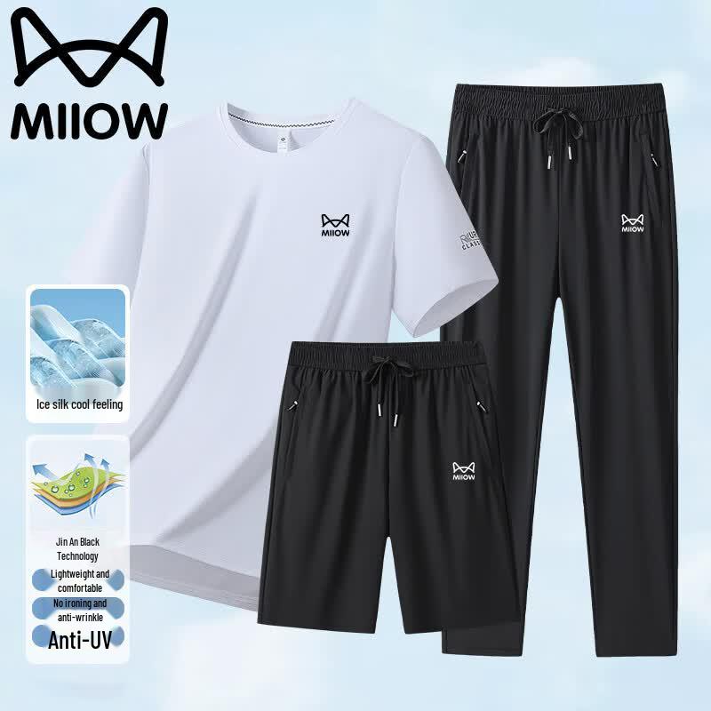 MiiOW Men s Ice Silk Quick-Dry 3-Piece Sport Set M