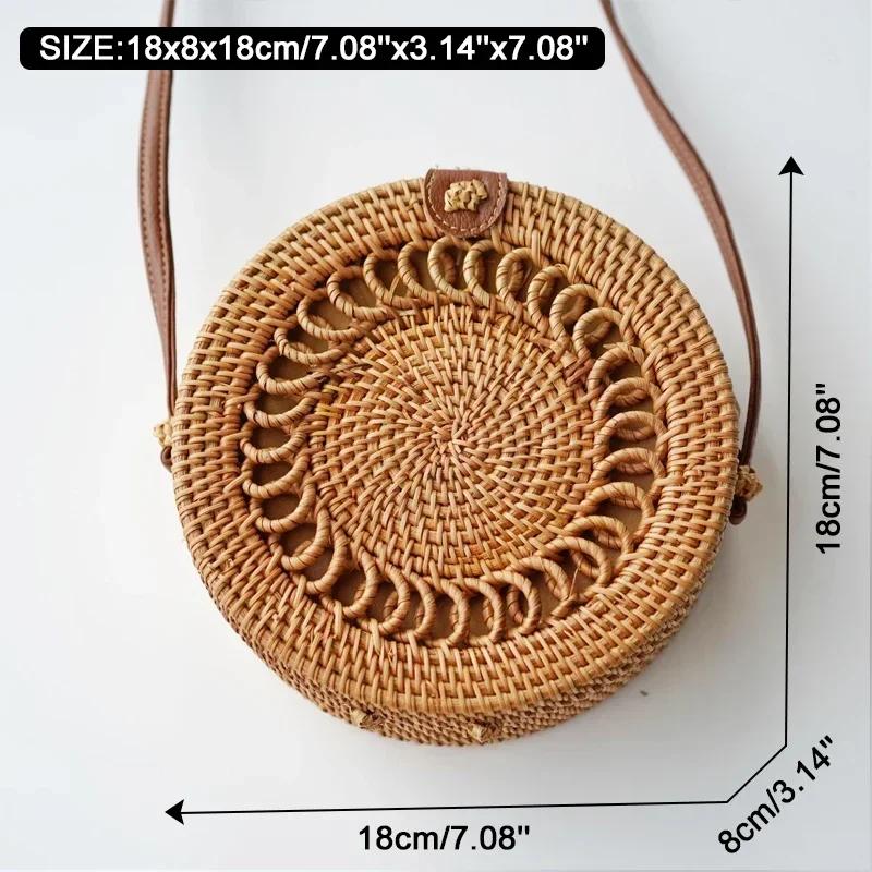 Quadratisch Rund Multi-Stroh Tasche Handtaschen Damen Sommer Rattan Tasche Handgefertigt Gewebt Strand Kreis Bohemia Handtasche