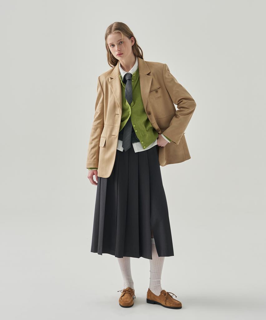 DRAWFIT WOMEN Double-Welt Suede Single Blazer [Ash Cream]