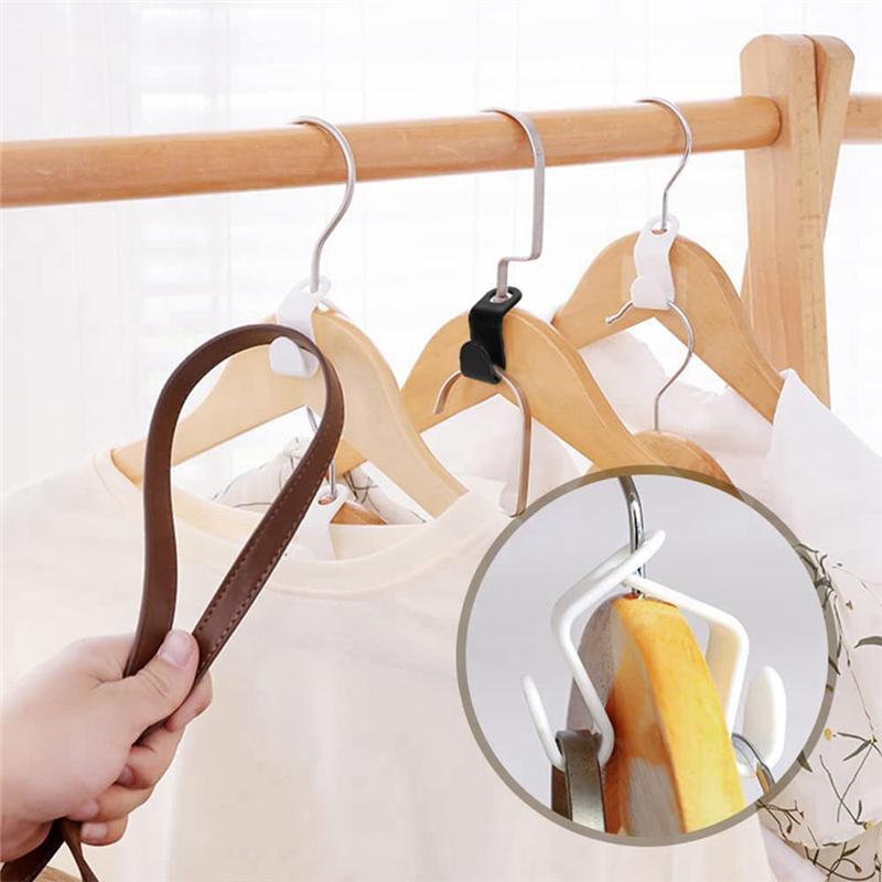 BHBL Clothes Connector Hooks, Black and White Sturdy Plastic Hooks for Hangers Space Saving