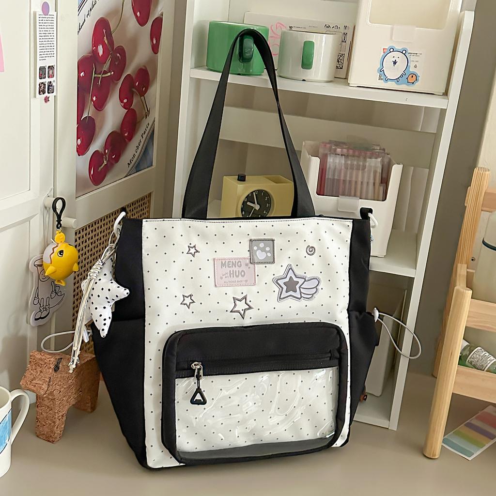 Schoolbag shoulder bag Korean version cute star transparent pain bag two-dimensional college style tutoring class student shoulder messenger bag