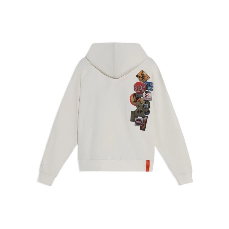 Li-Ning X OG_SLICK Serie Skateboard Estampado Gráfico Sudadera Holgada Jersey Unisex Tops Blanco Roto AWDS173-2