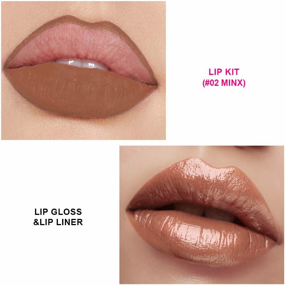 Customizable Long-Lasting Waterproof Lip Gloss and Liner Set with Mirror and Moisturizing, Nourishing Tube.