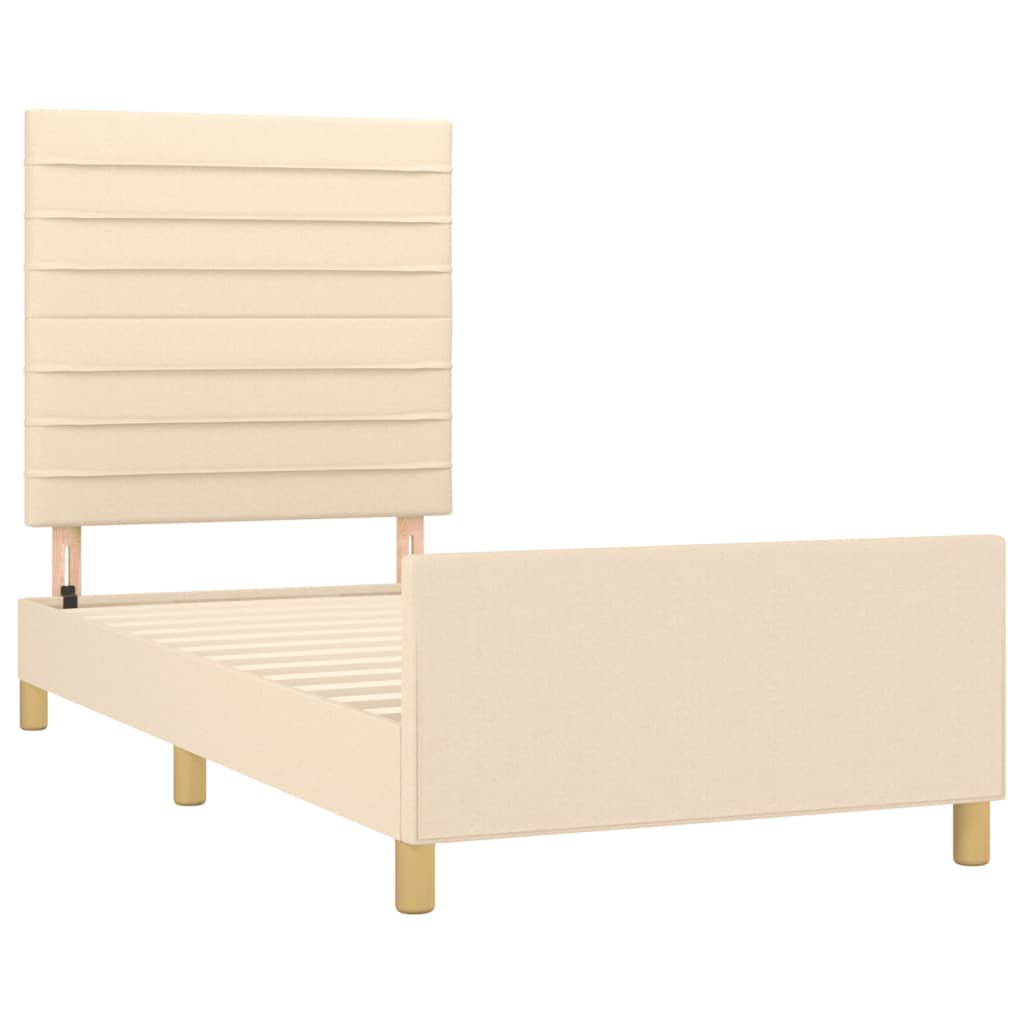 Bed Frame without Mattress Cream 80 x 200 cm Fabric