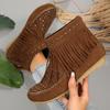 Autumn and Winter Versatile Rivet Flat Bottom Short Tube Tassel Women's Boots Suede Flat Bottom Women's Boots Plus Size 35-42