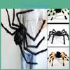 Decoração Versátil de Aranha Preta para Halloween Adereço de Casa Assombrada Interior Exterior Pelúcia Macia 30-125cm