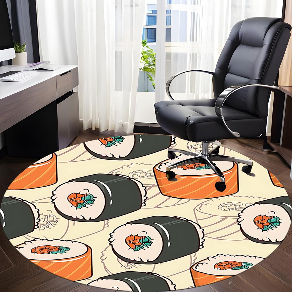 1pc Sushi Rolls Chair Carpet for Office, Soft Flannel Throw Mat, Perfect for Office, Holiday Party Decoration Choice yy260209080