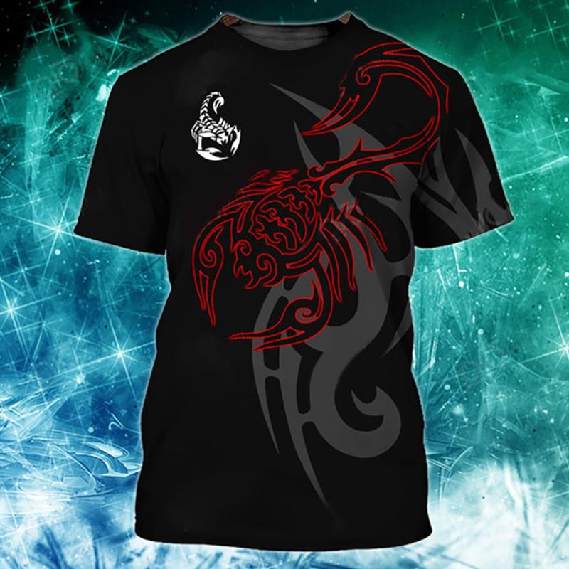 

Футболка с принтом скорпиона 3D для мужчин, классные футболки с рисунком животных, летние повседневные футболки с короткими рукавами и круглым вырезом, свободные уличные футболки 6XL