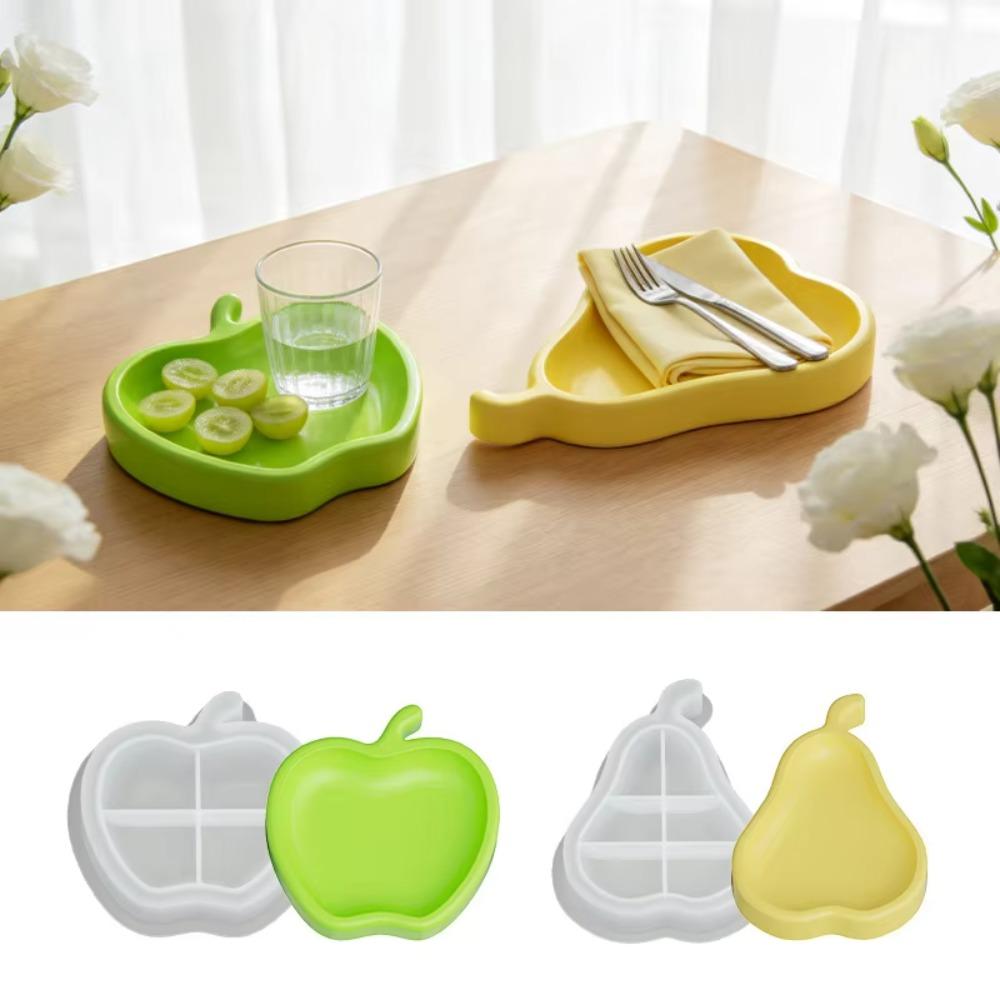 Fruit-Shaped Silicone Storage Tray Apple Pear Shape Fruit Dish Mold Jewelry Tray