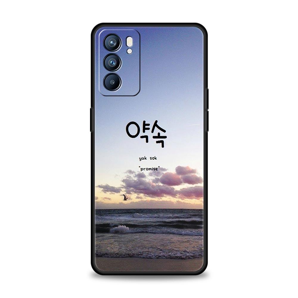 Korean Letter Phone Case For Oppo Reno14 Reno13 Reno12 11 F 10 Find X5 X9 Pro A54 5G A53 A9 A16 A78 4G A80 A98 Cover