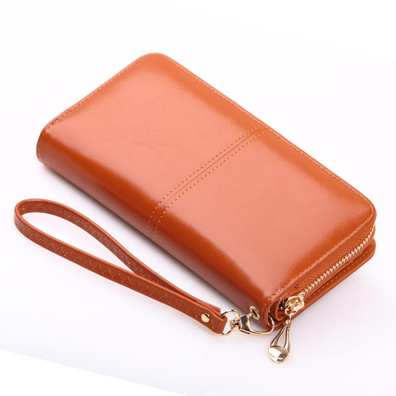Women's Trifold Leather Wallet - Coin Purse, Card Holder & Phone Bag (Oily Leather, H006)