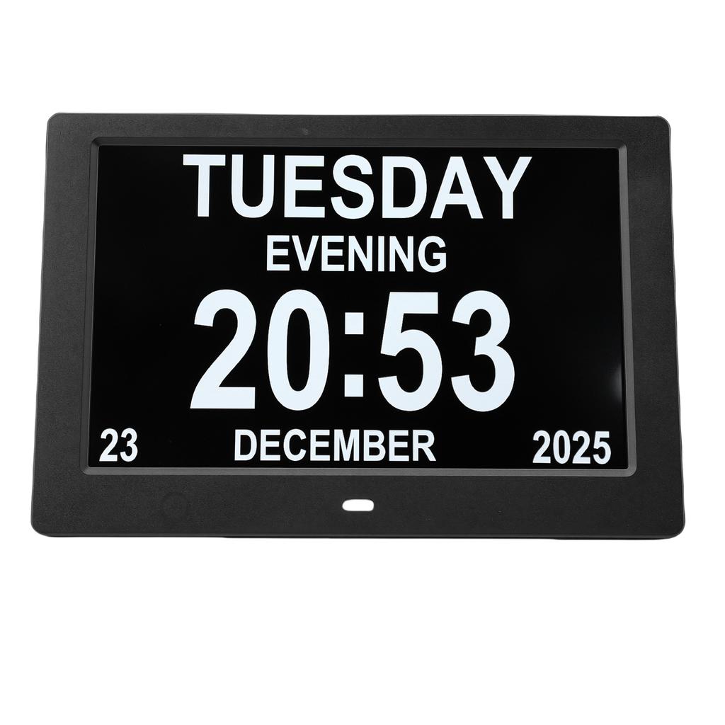 Digital Calendar Clock 8in Large Display Date Time with Reminders Day Night Dimmable Key Remote Control Desk Wall