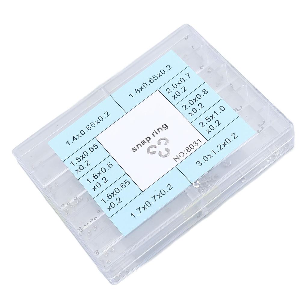 200 ks 10 velikostí Kovový stiskací knoflík na hodinky Klip Pojistný kroužek Cirkusový kroužek Různé Podložky pod hodinky Klipy pro