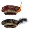 Cappello Tudor Medievale con Piuma Uomini Donne Rinascimento Cosplay Costume da Esibizione Cappello Tondo Reale con Parte Superiore Gonfia