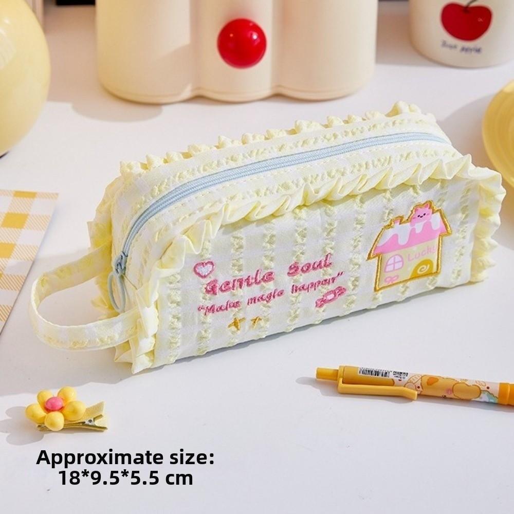 Dopamine Style Pencil Storage Bags Checkered Pencil Pouch New Stationery Bag  School Use